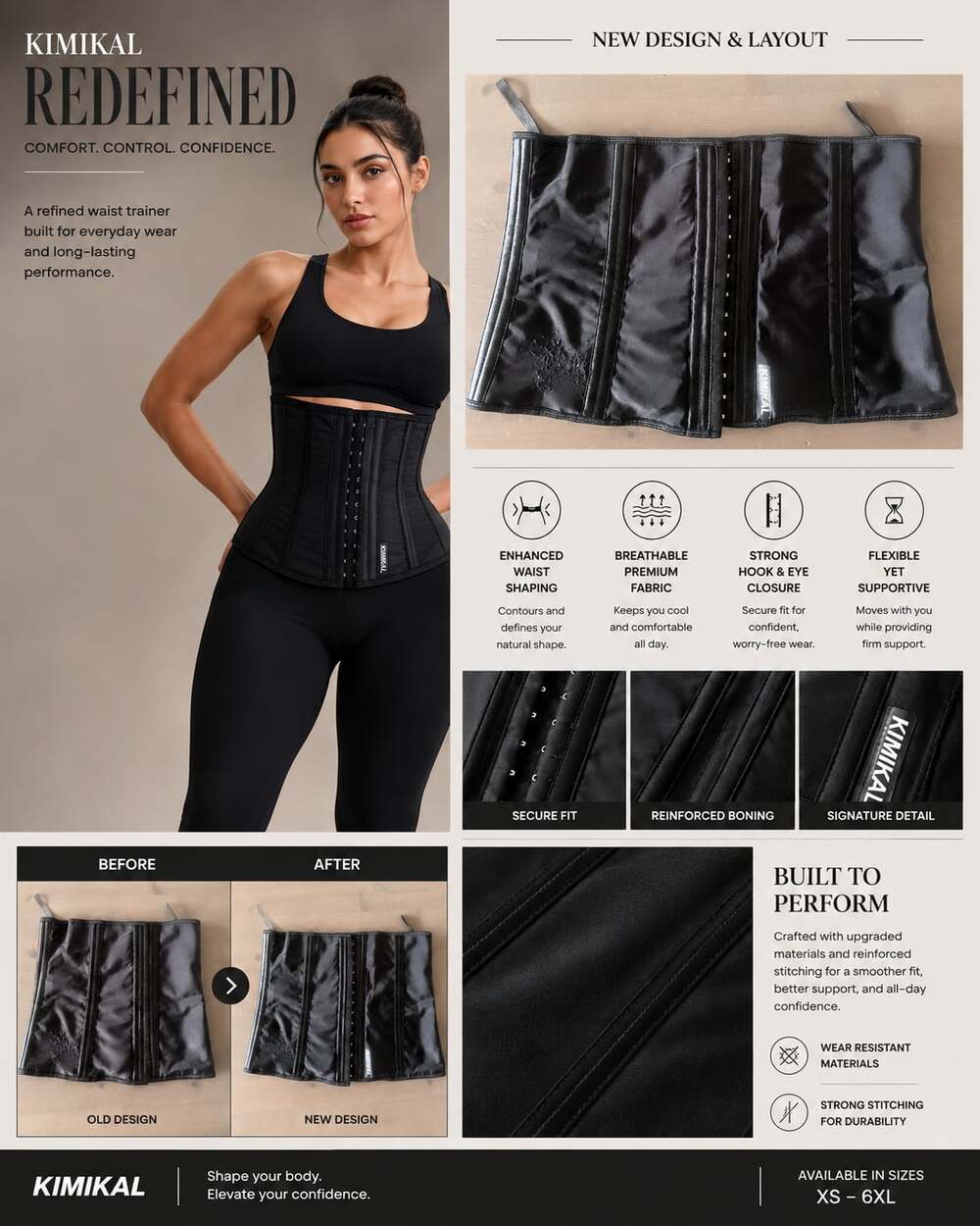 KIMIKAL Redefined Reinforced Boning Waist Trainer